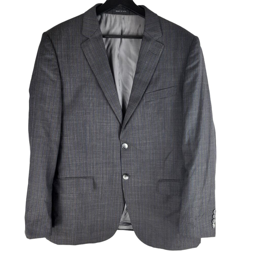 Tiglio Super 150s Merino Wool 2pc Suit Gray Pin Stripe Lined Size 42R